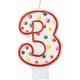 Red Outline Number 3 Birthday Candle